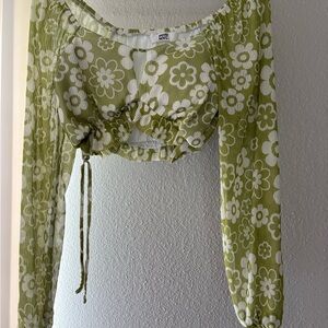 Green Floral Women's Top